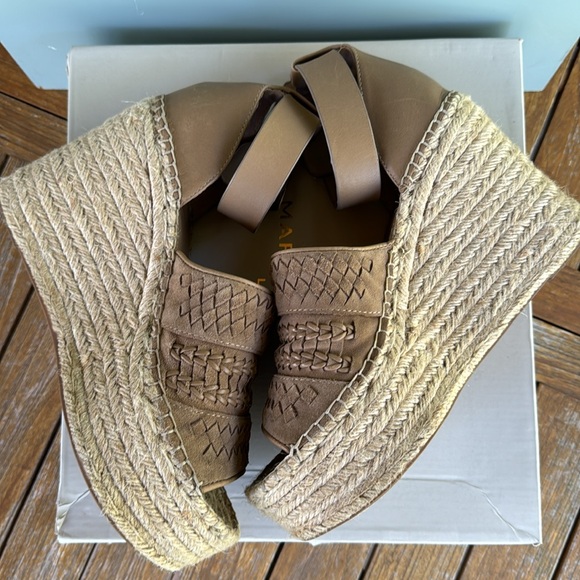 Marc Fisher 9M natural multi suede Alina platform espadrille sandal - Picture 6 of 9